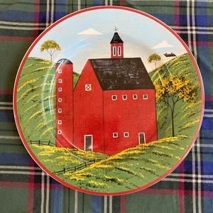 Sakura Country‎ Life BRANDON HOUSE Warren Kimble Red Barn 8-1/4" Plate